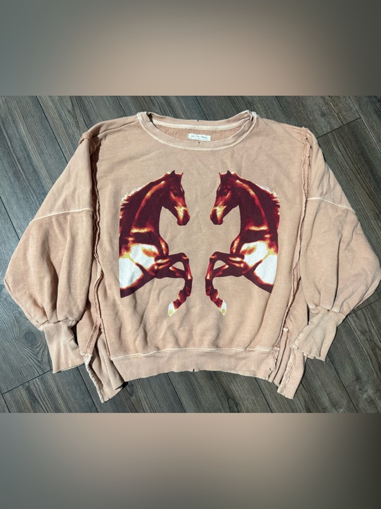We The Free Sweaters - We The Free Horse Graphic Distressed Sweatshirt Raw Hem Oversized Boho Small